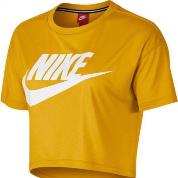 Nike Tops - NIKE yellow cropped short sleeve t-shirt